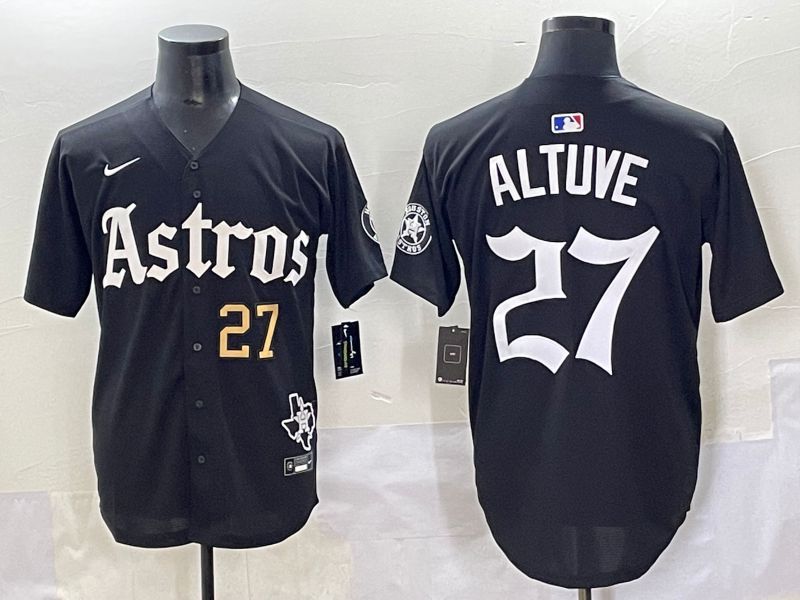 Men 2025 Houston Astros #27 Altuve Black Five generations Joint Name Nike MLB Jersey style 2->houston astros->MLB Jersey